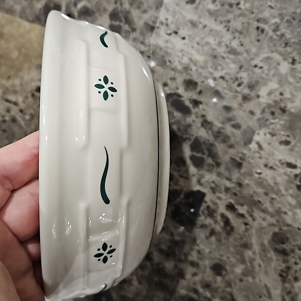 Longaberger cereal bowl green maple leaf pattern SET OF 3